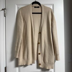 Oversized Cream Button-Up Cardigan